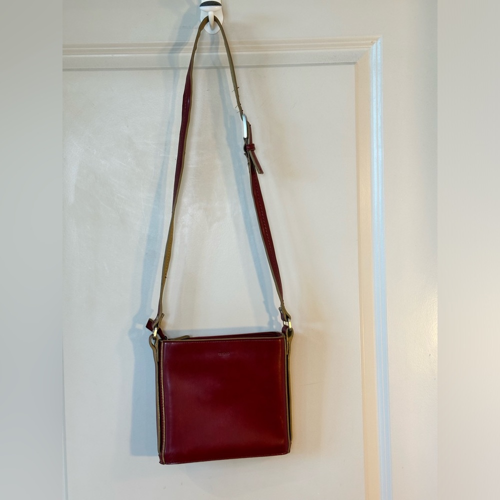Mondani Vegan Simulated Red Leather Adjustable Strap Crossbody Bag